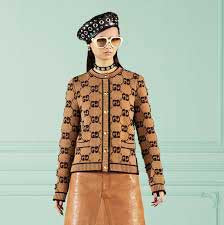 GUCCI cardigan 713300 wool Brown type GG wool bouclé jacquard cardigan S