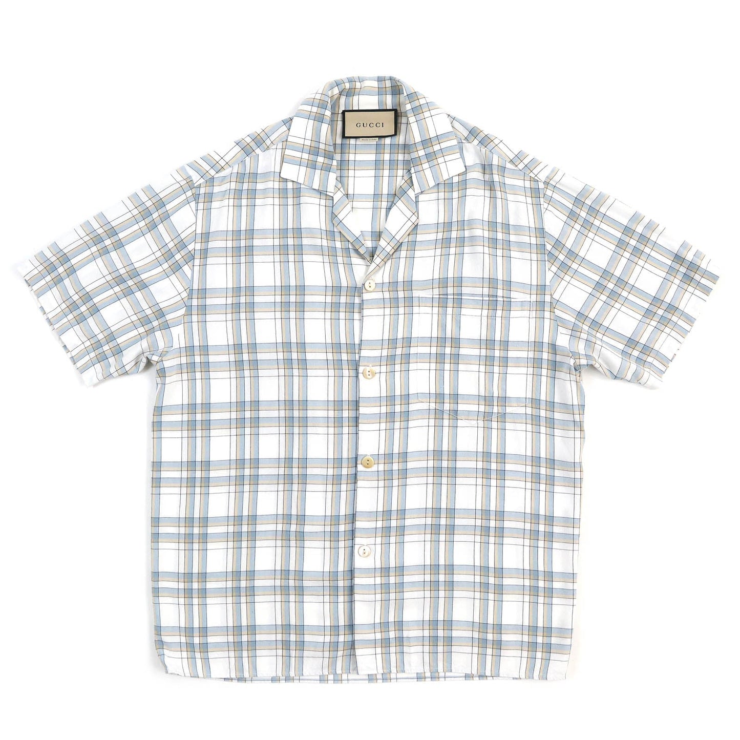 GUCCI Short sleeve shirt 685946 Rayon White Blue Beige 48