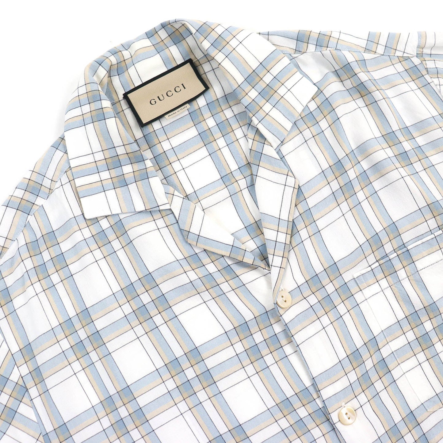 GUCCI Short sleeve shirt 685946 Rayon White Blue Beige 48