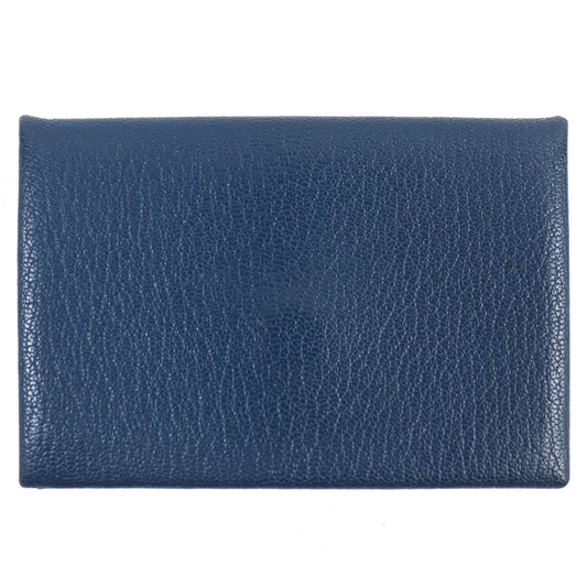 HERMES Card Case Shave blue CALVI CARD HOLDER Calvi
