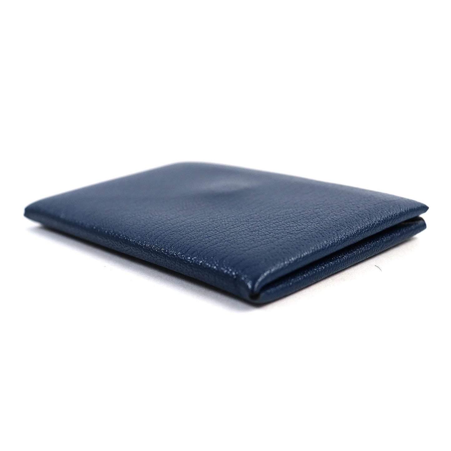 HERMES Card Case Shave blue CALVI CARD HOLDER Calvi