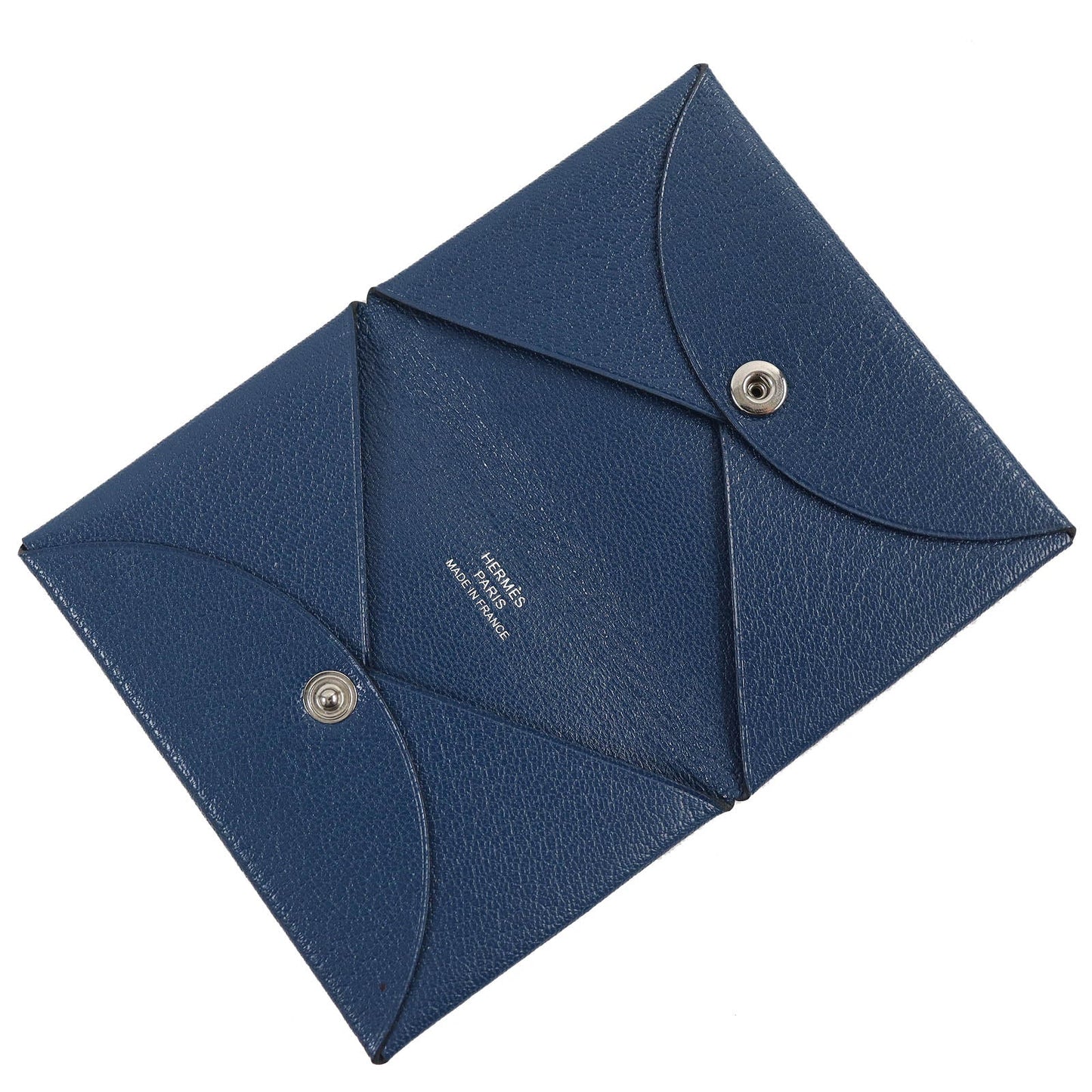 HERMES Card Case Shave blue CALVI CARD HOLDER Calvi
