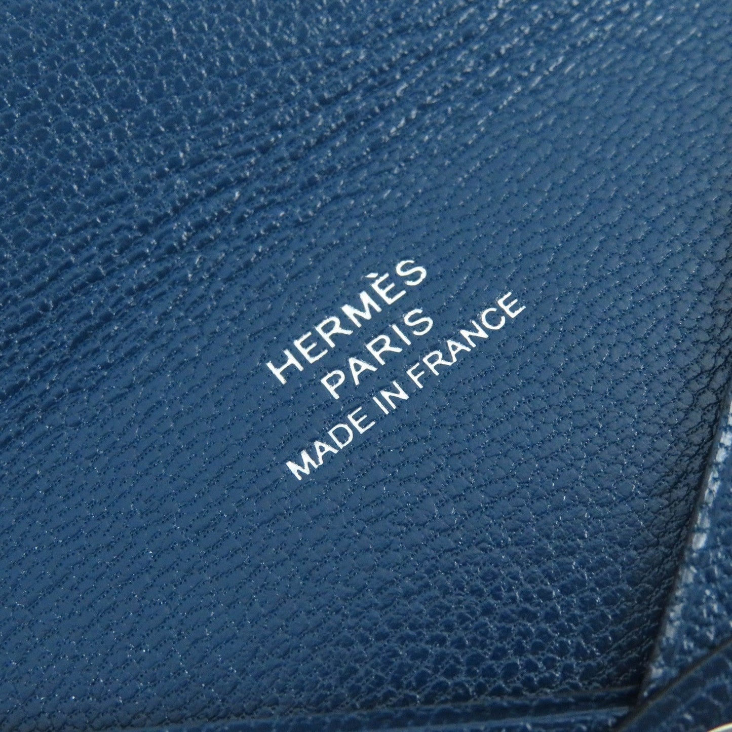 HERMES Card Case Shave blue CALVI CARD HOLDER Calvi
