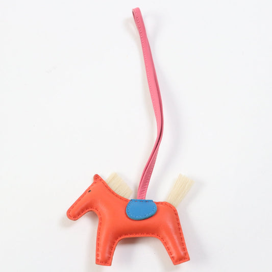 HERMES Bag charm Anyo Milo Horsehair Orange poppy/Blue sanjival/Natural sable Rodeo Charm Clan PM