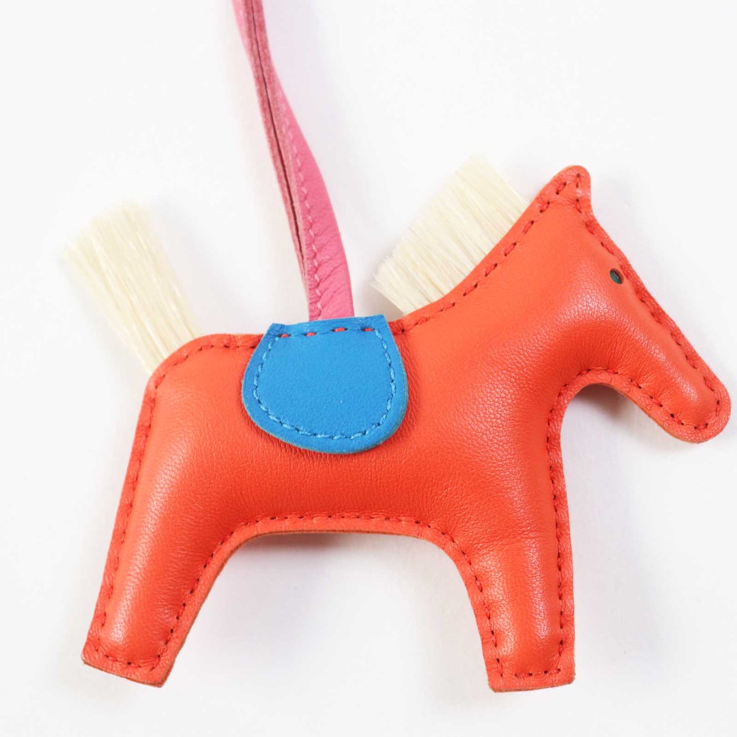 HERMES Bag charm Anyo Milo Horsehair Orange poppy/Blue sanjival/Natural sable Rodeo Charm Clan PM