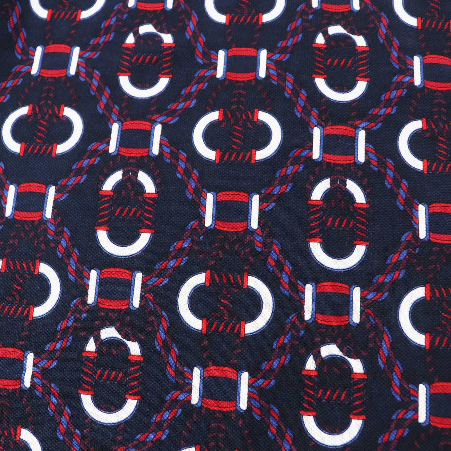 HERMES one piece 3E4512DB cotton Navy red white Canoe 34