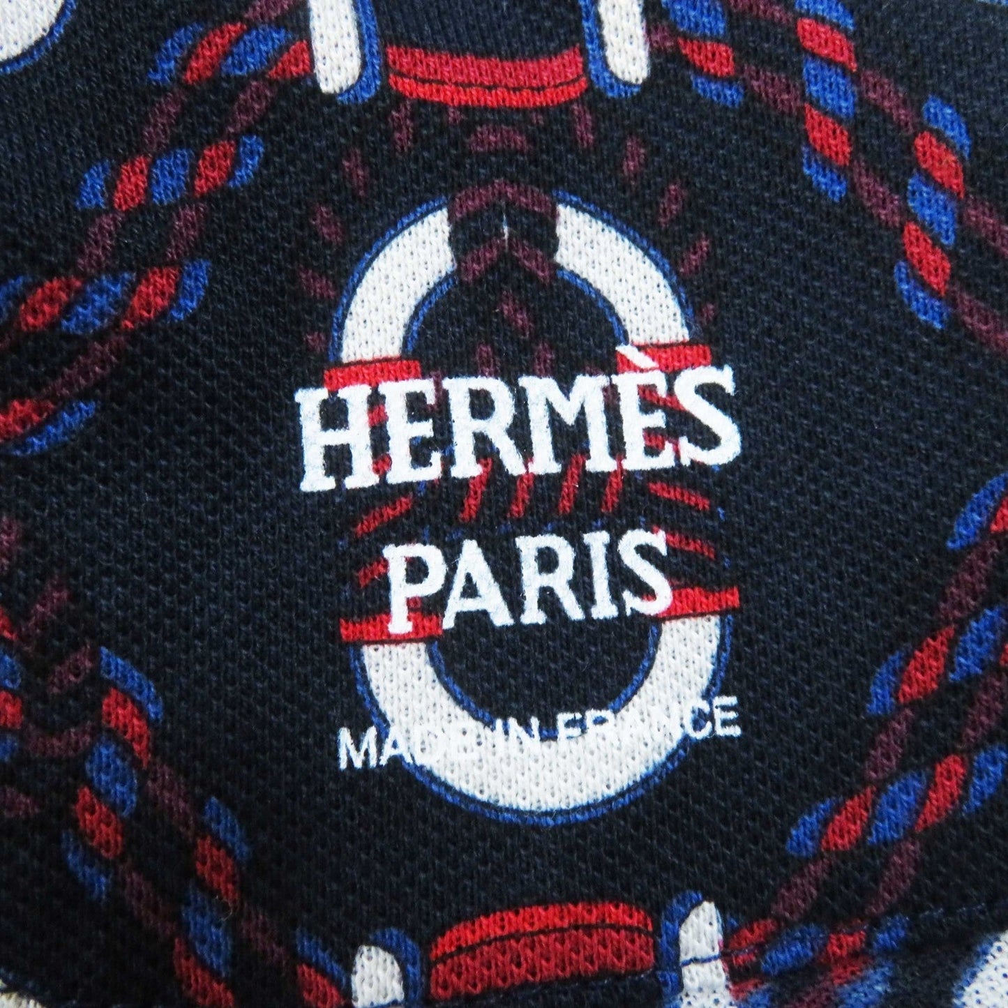 HERMES one piece 3E4512DB cotton Navy red white Canoe 34