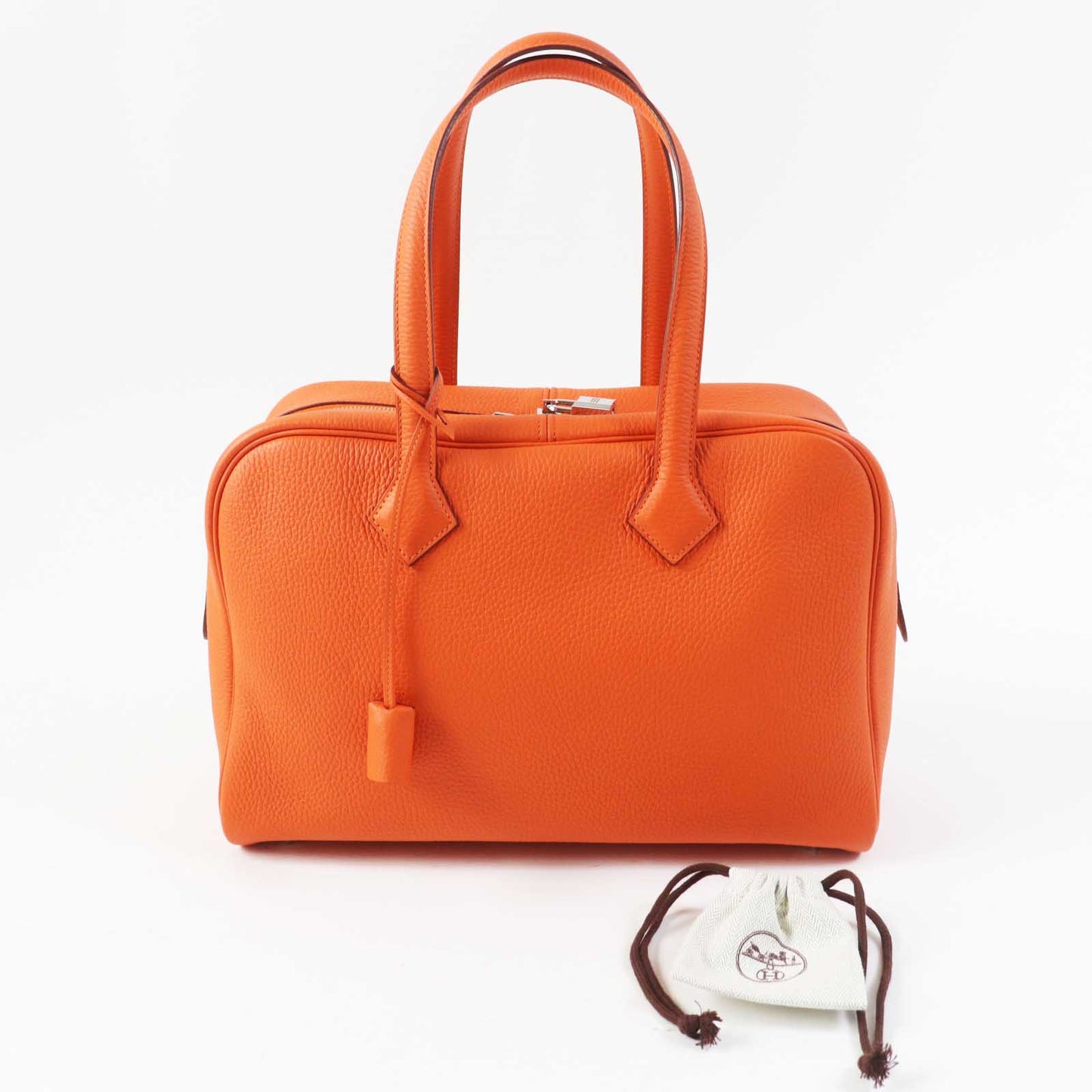 HERMES Boston Duffel bag Taurillon Clemence Orange Victoria 35