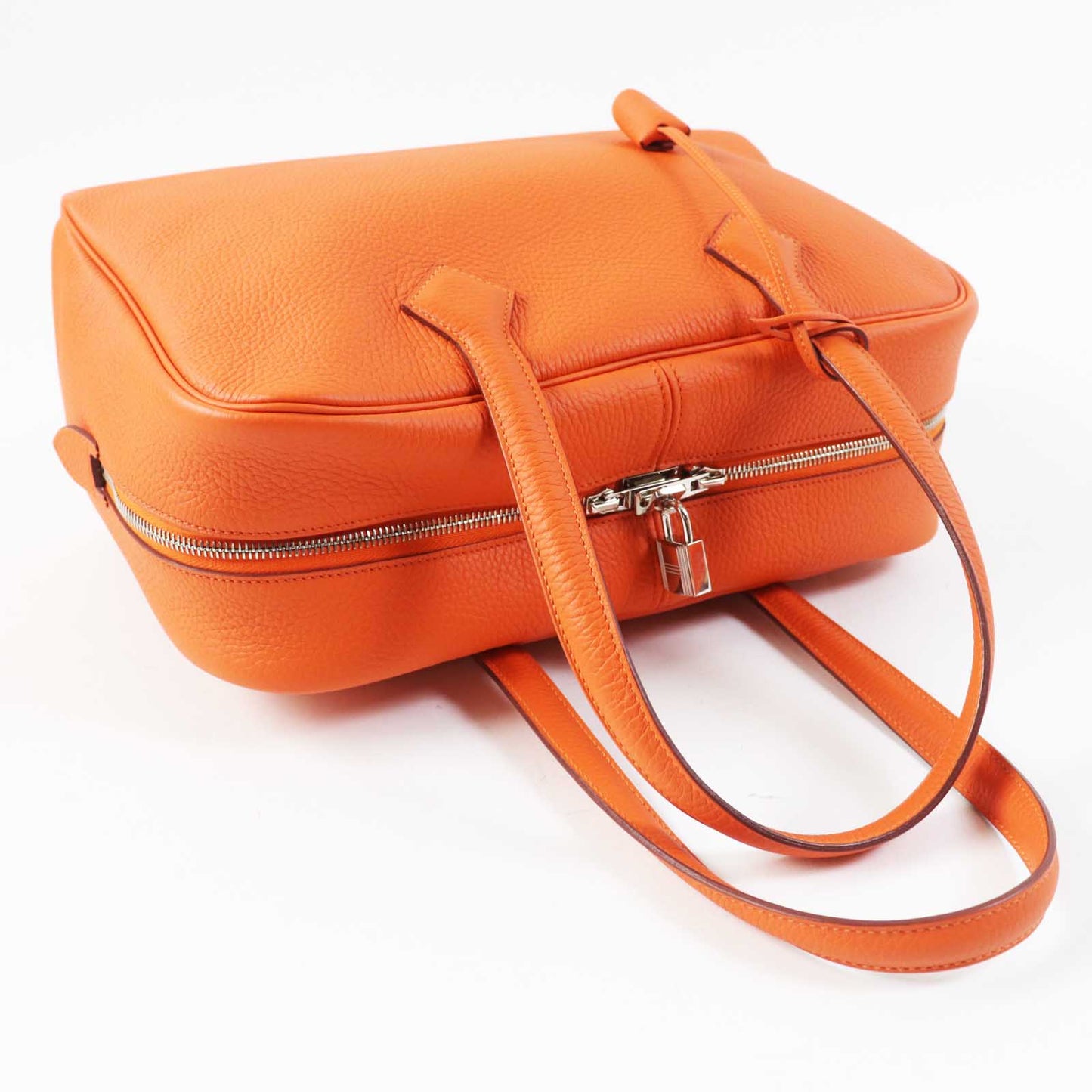 HERMES Boston Duffel bag Taurillon Clemence Orange Victoria 35