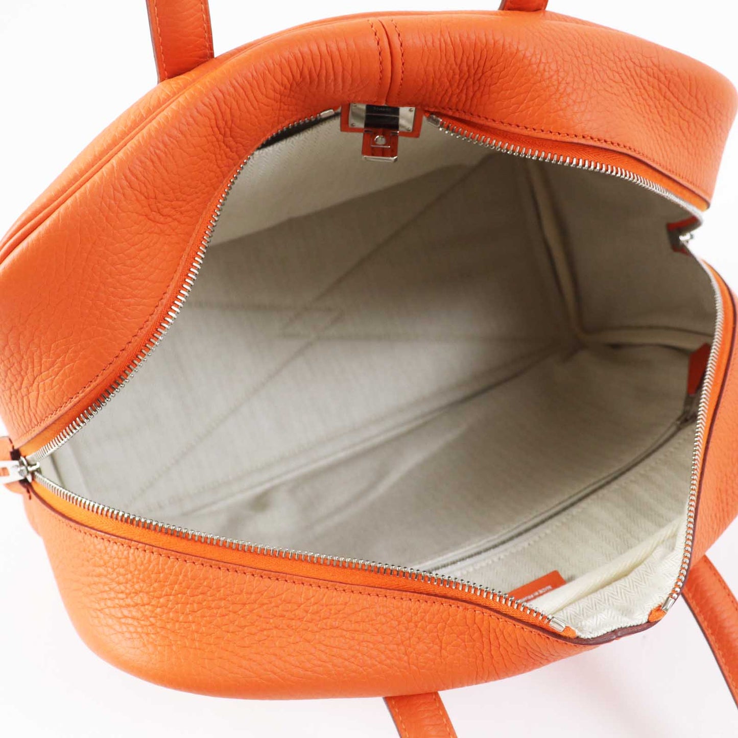 HERMES Boston Duffel bag Taurillon Clemence Orange Victoria 35