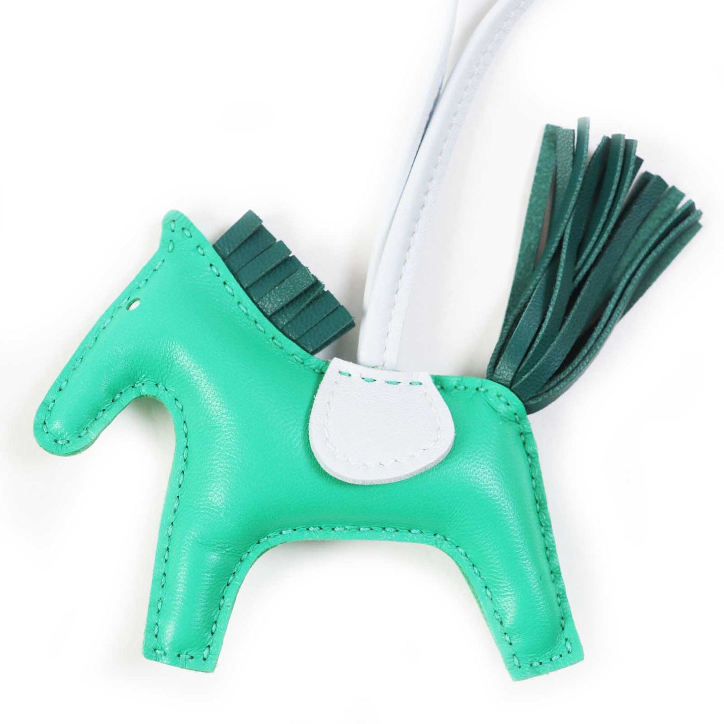 HERMES Bag charm Anyo Milo Horsehair Mint/Malachite/Blue Brume Rodeo Charm PM