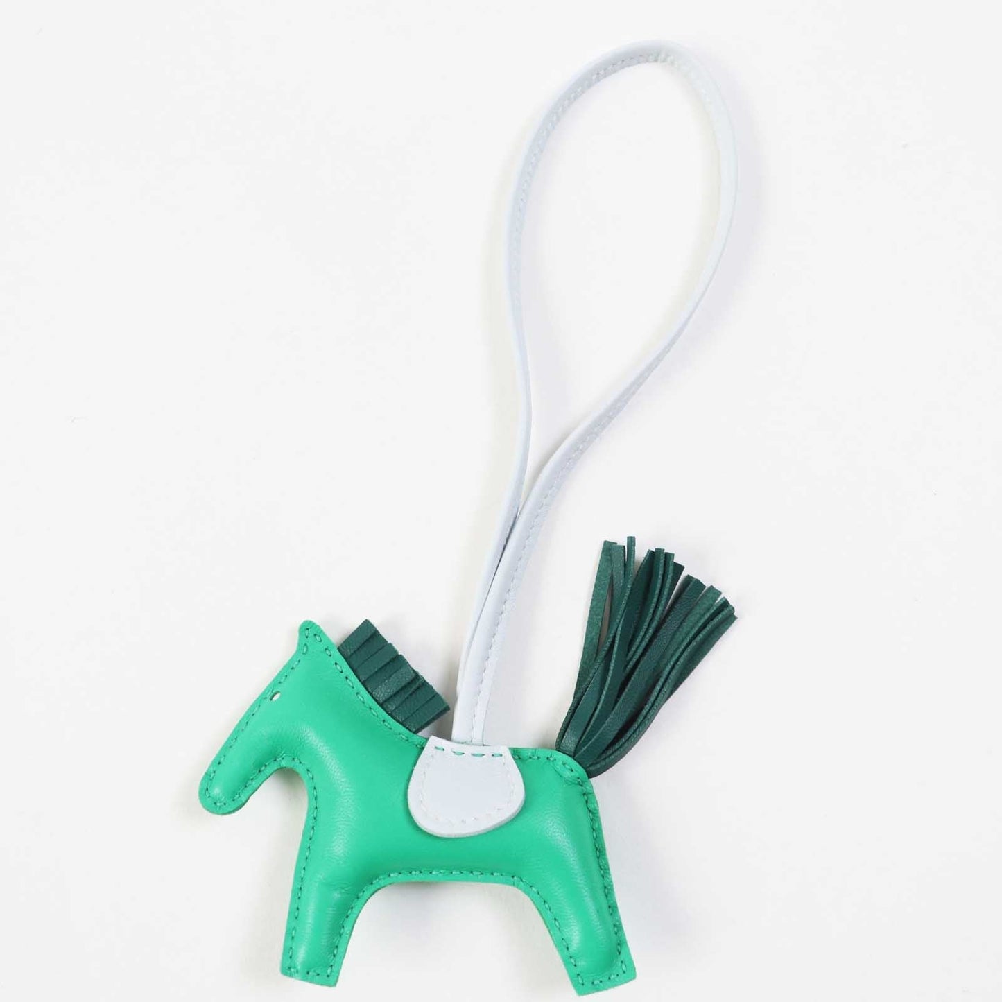HERMES Bag charm Anyo Milo Horsehair Mint/Malachite/Blue Brume Rodeo Charm PM