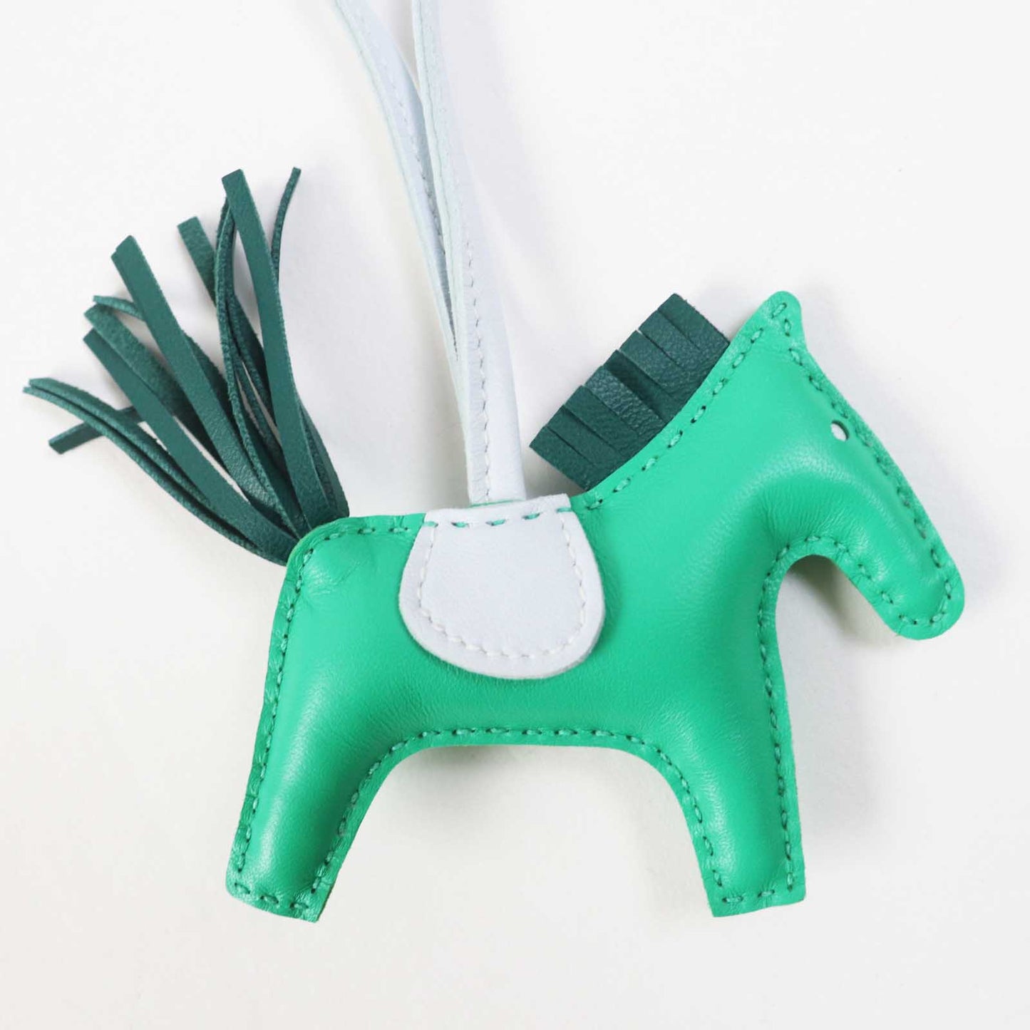 HERMES Bag charm Anyo Milo Horsehair Mint/Malachite/Blue Brume Rodeo Charm PM