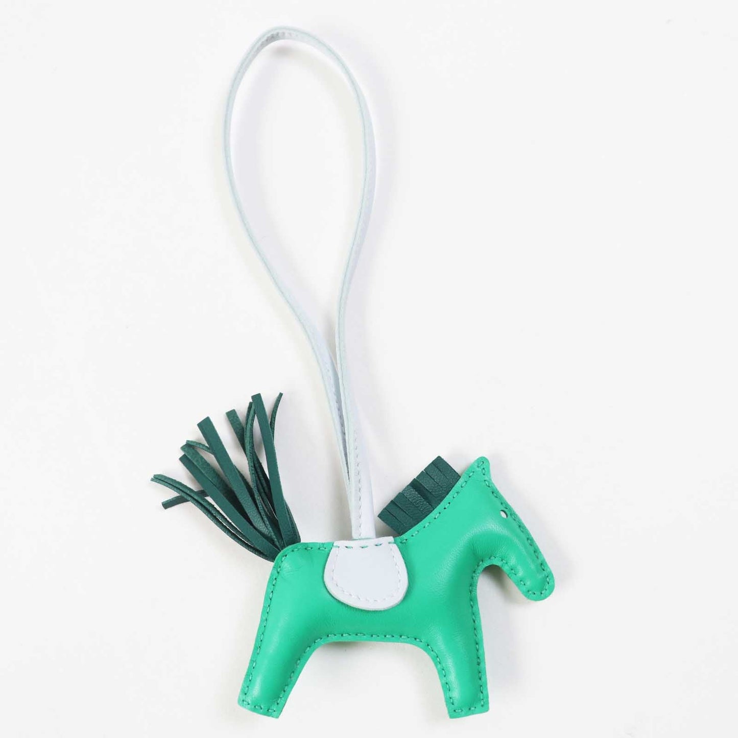 HERMES Bag charm Anyo Milo Horsehair Mint/Malachite/Blue Brume Rodeo Charm PM