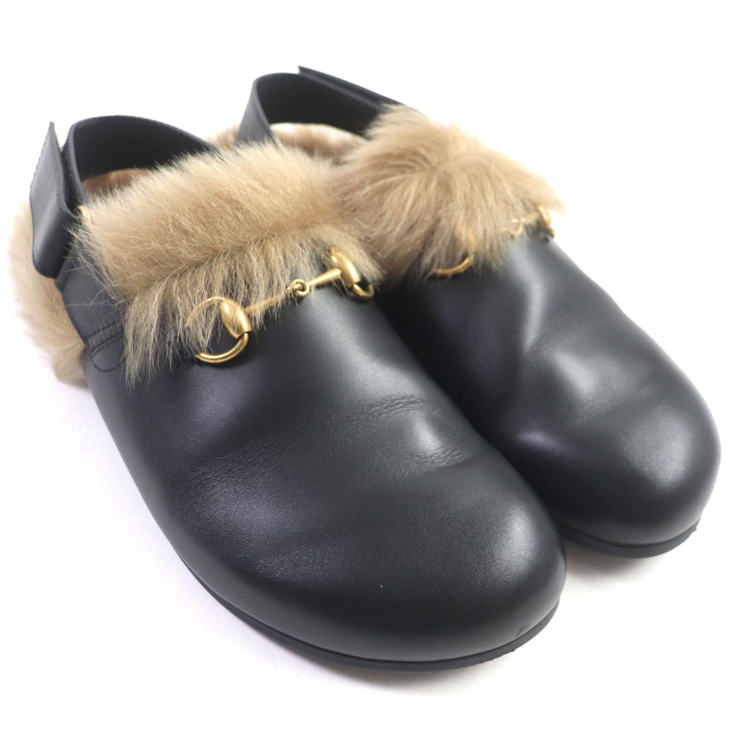 GUCCI Sandals 473493 leather black Horsebit