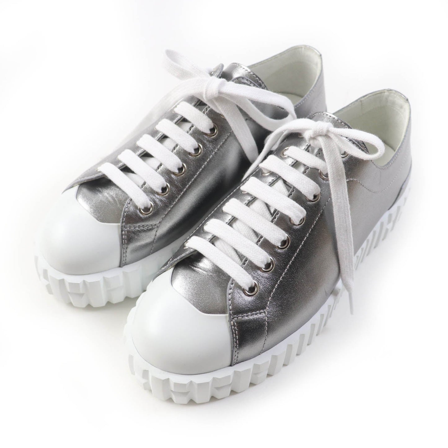 HERMES sneakers Main: Leather Silver Cross Women 35 Used