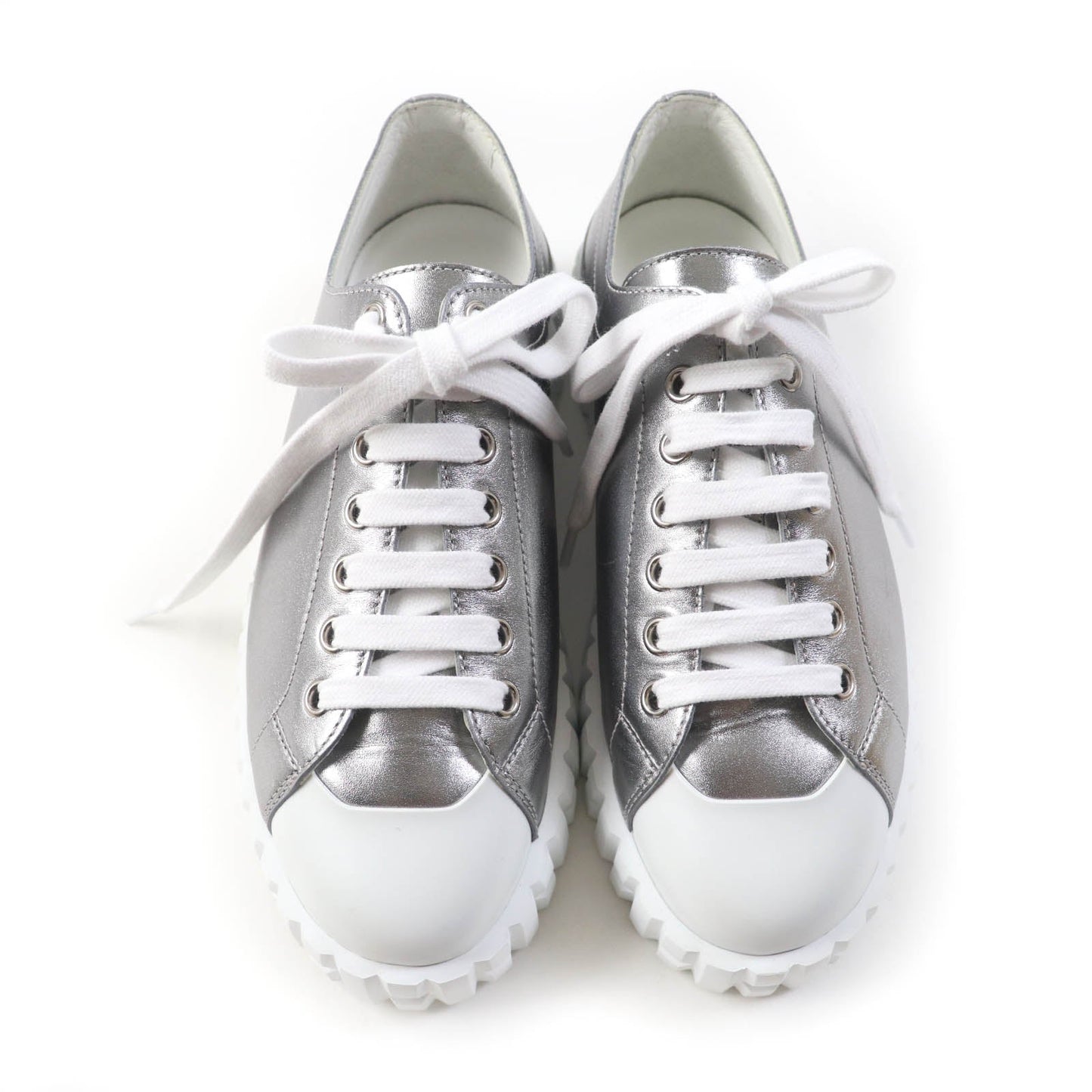 HERMES sneakers Main: Leather Silver Cross Women 35 Used