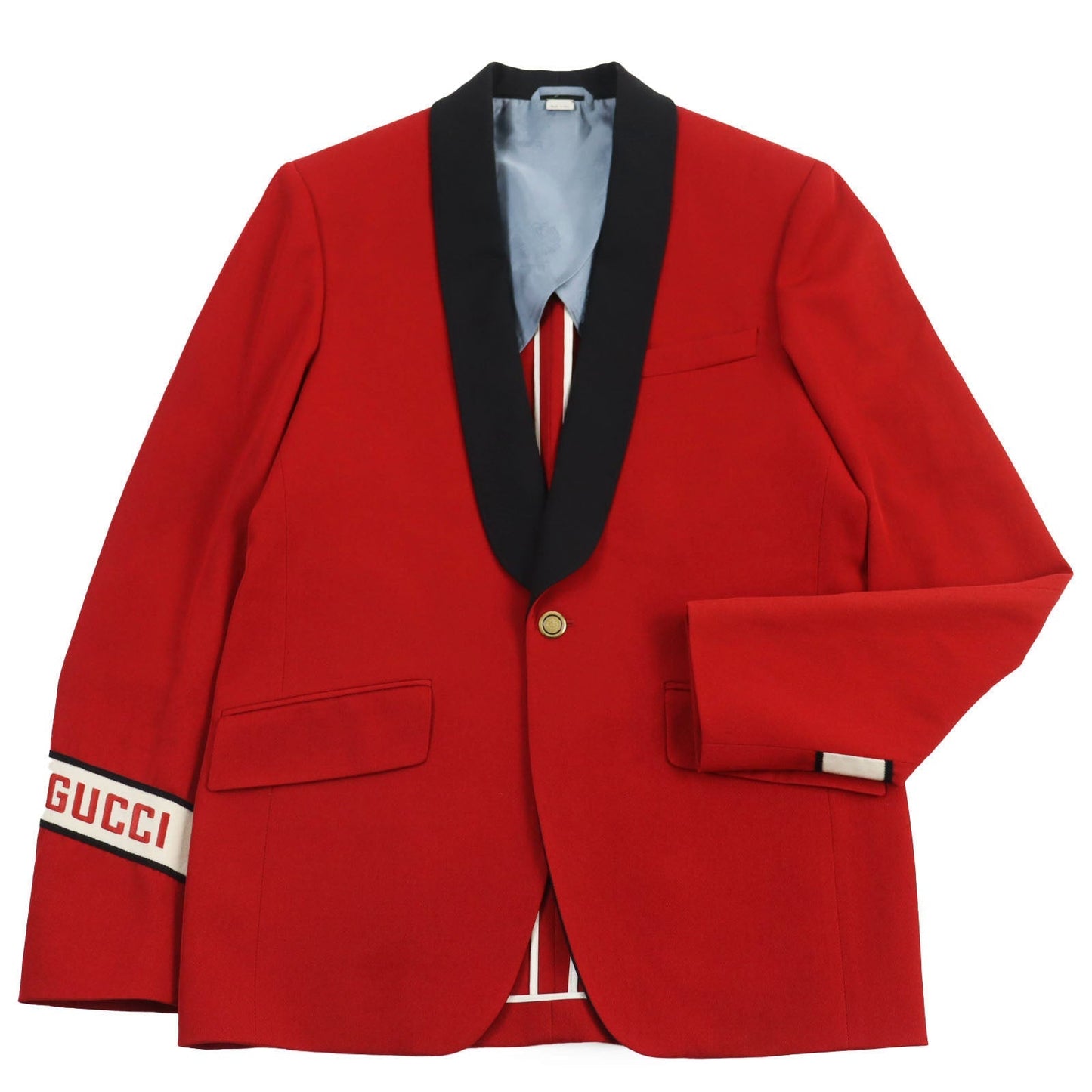 GUCCI tailored jacket 568655 wool Red GUCCI Band shawl lapel single jacket 44
