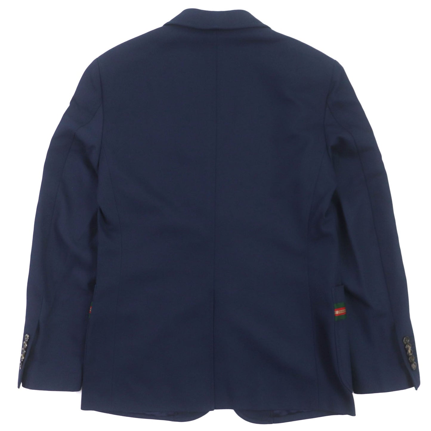 GUCCI tailored jacket 751155 Main: 100% cotton, Lining: 100% rayon, Parts: 100% rayon, Applique: 35% acrylic, 35% alpaca, 30% polyester Navy Cotton formal jacket with Web stripe detail mens 46 Used