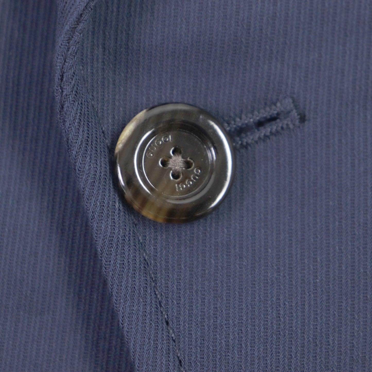 GUCCI tailored jacket 751155 Main: 100% cotton, Lining: 100% rayon, Parts: 100% rayon, Applique: 35% acrylic, 35% alpaca, 30% polyester Navy Cotton formal jacket with Web stripe detail mens 46 Used