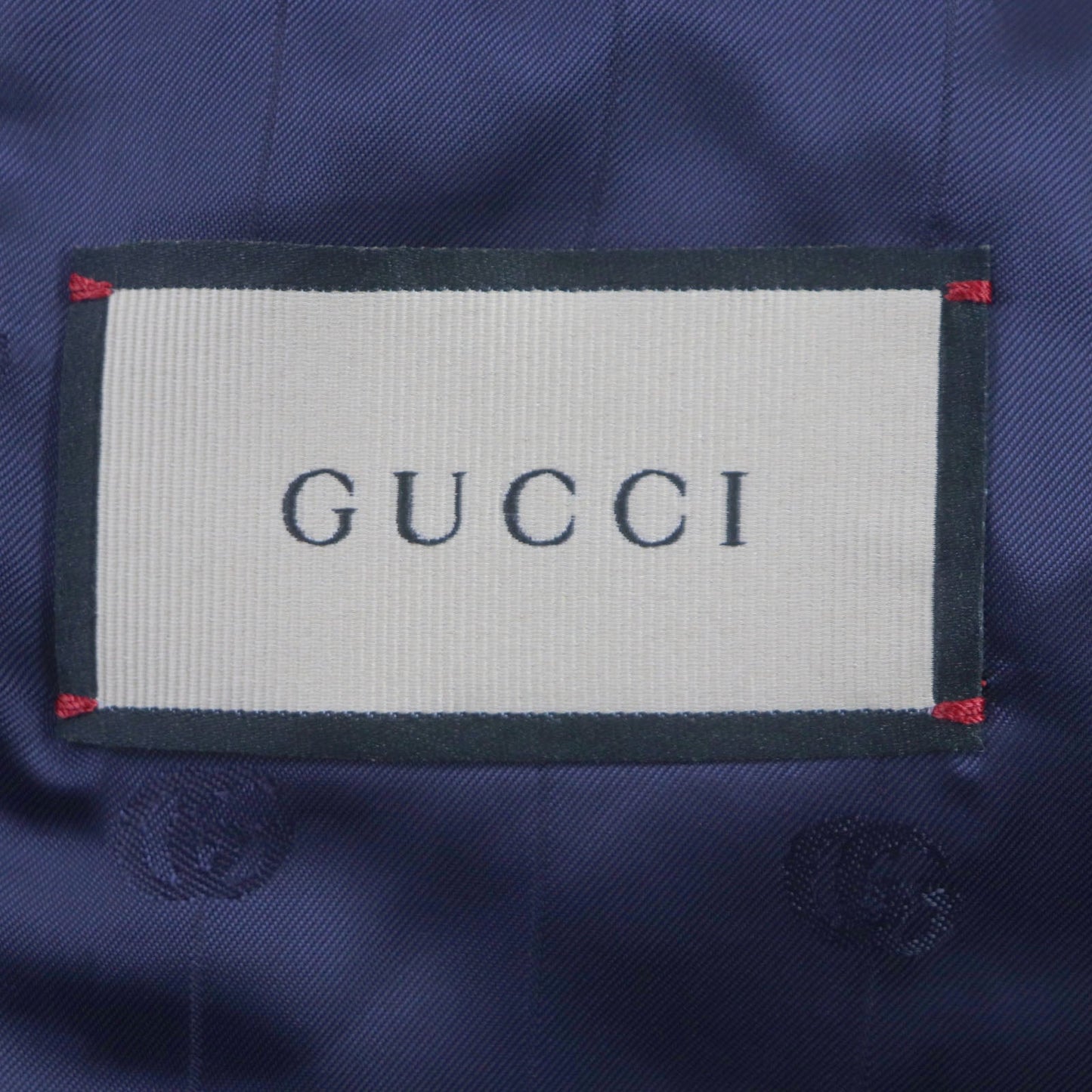 GUCCI tailored jacket 751155 Main: 100% cotton, Lining: 100% rayon, Parts: 100% rayon, Applique: 35% acrylic, 35% alpaca, 30% polyester Navy Cotton formal jacket with Web stripe detail mens 46 Used
