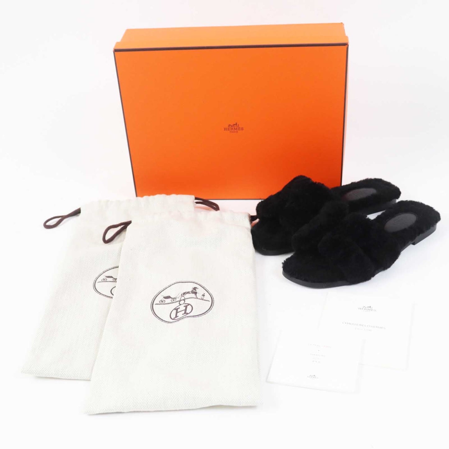 HERMES Sandals Mouton black Oran 35