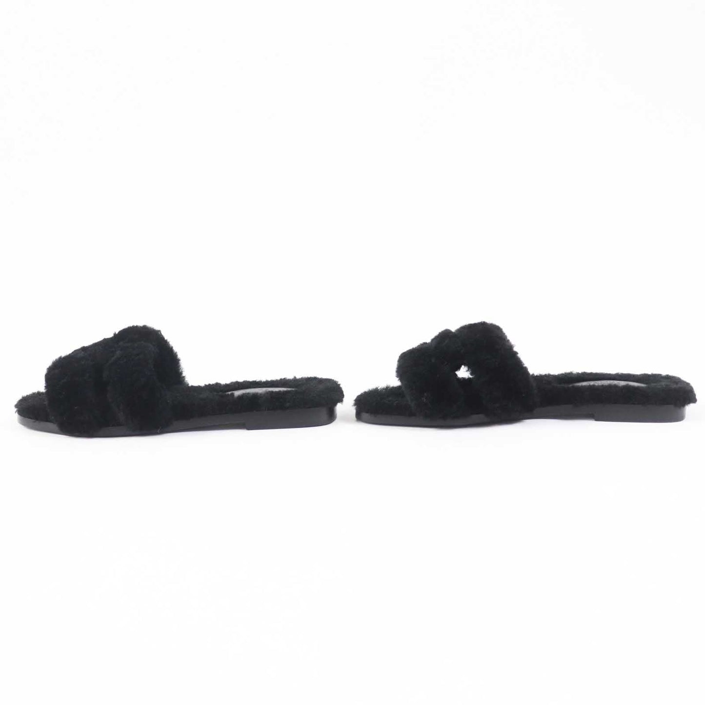 HERMES Sandals Mouton black Oran 35