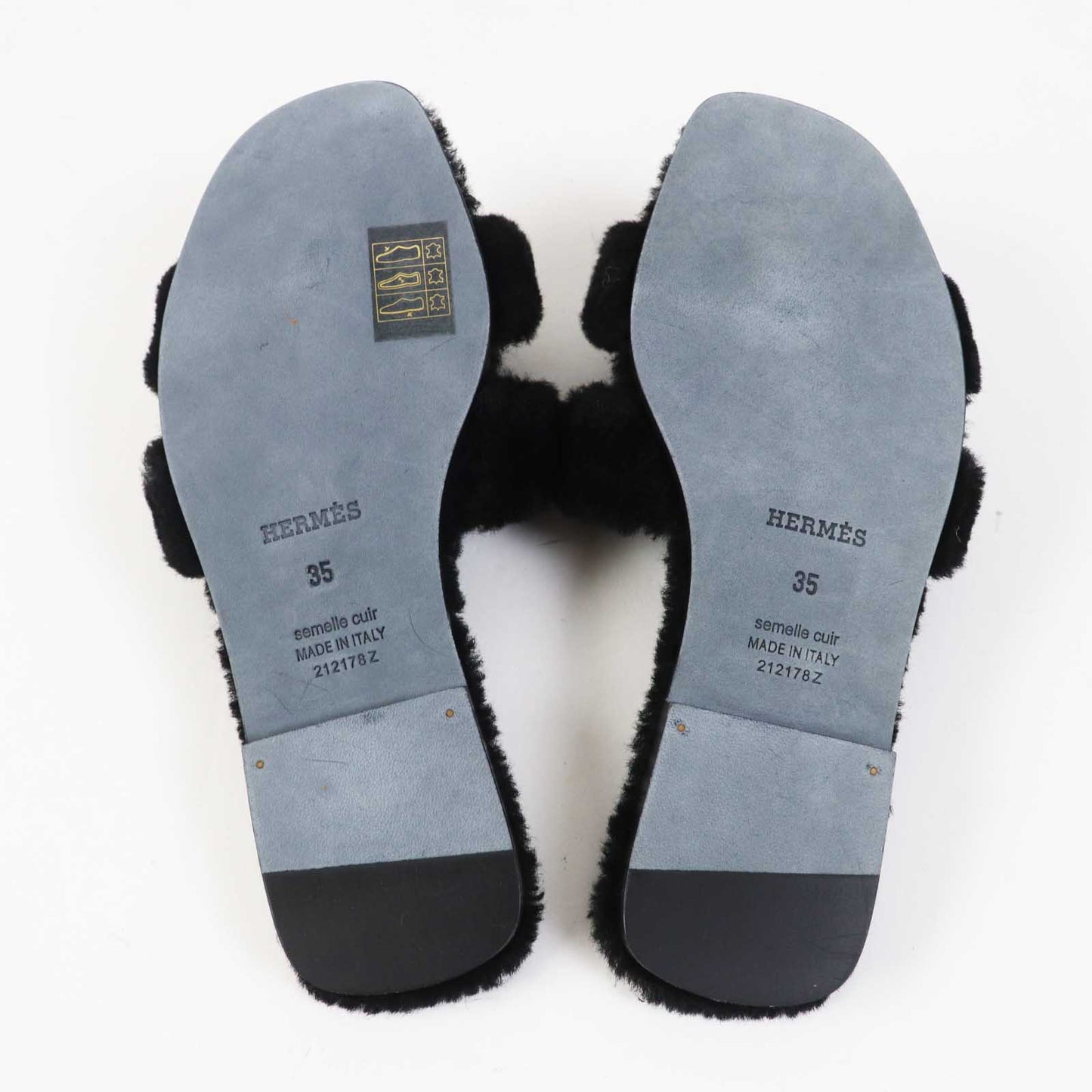 HERMES Sandals Mouton black Oran 35