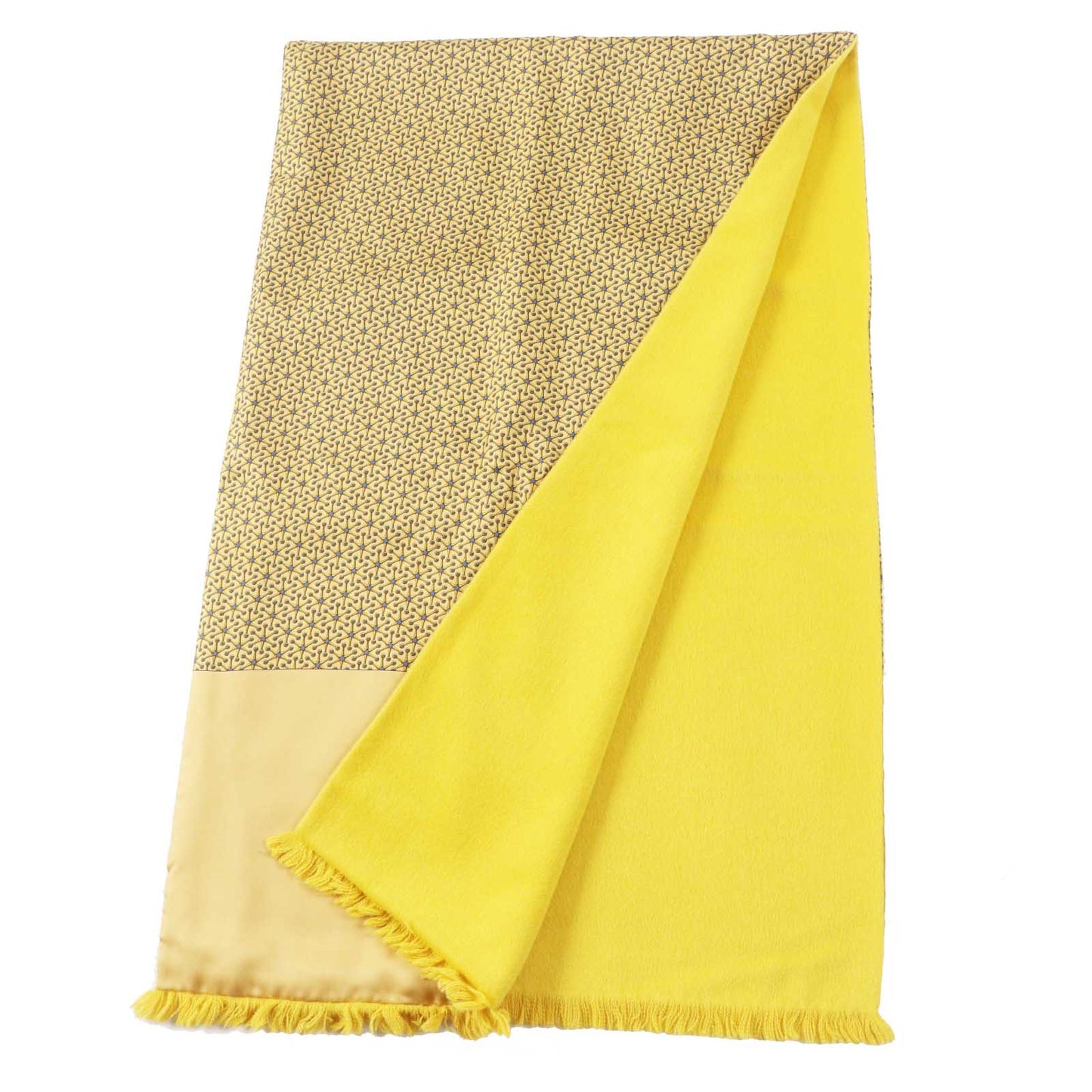 HERMES Scarf Main: 100% silk, Lining: 100% angora Yellow type Women Used
