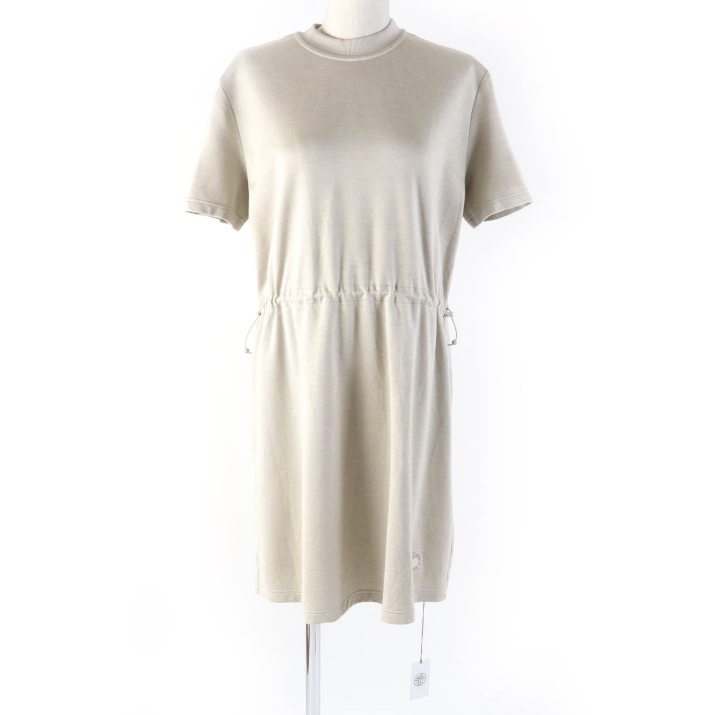 HERMES one piece 4E4528DI cotton beige Drawstring dress 36
