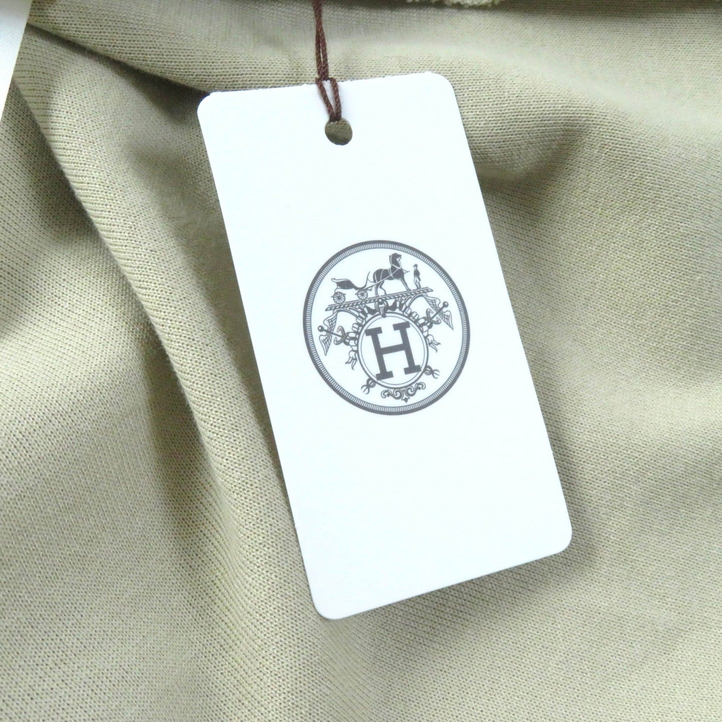 HERMES one piece 4E4528DI cotton beige Drawstring dress 36