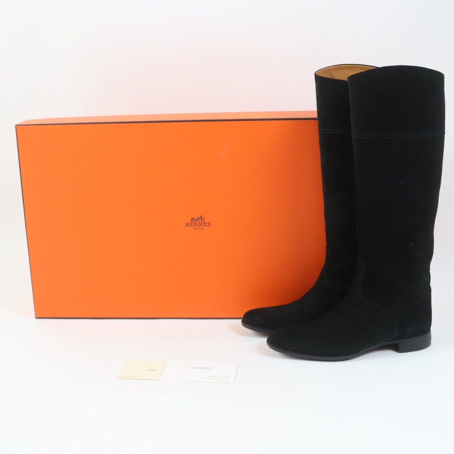 HERMES Knee-high boots Main: Suede leather black Women 35 Used