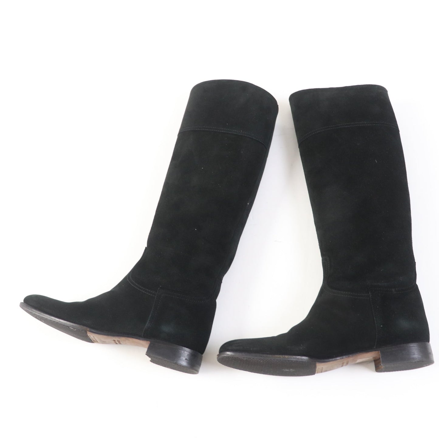 HERMES Knee-high boots Main: Suede leather black Women 35 Used