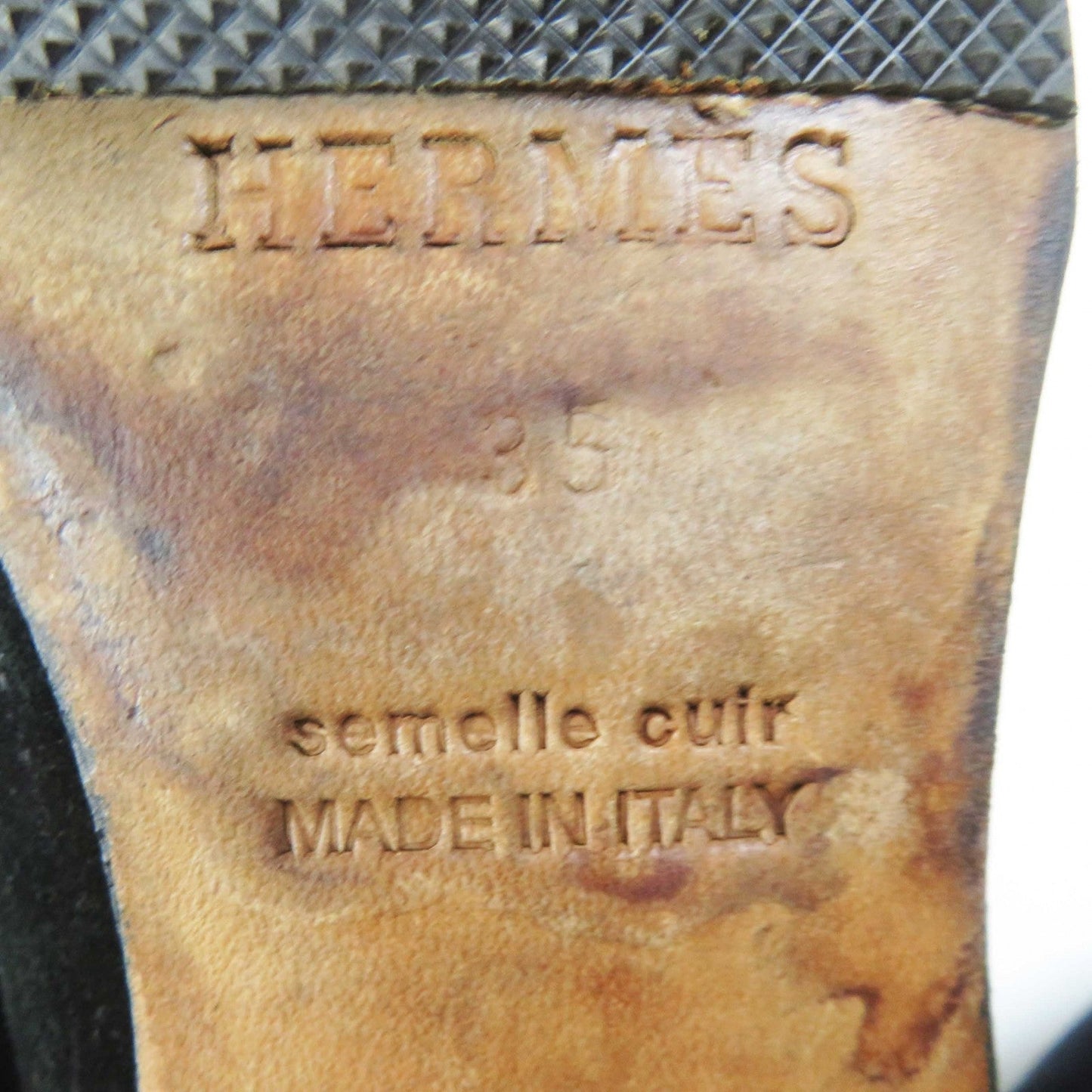 HERMES Knee-high boots Main: Suede leather black Women 35 Used