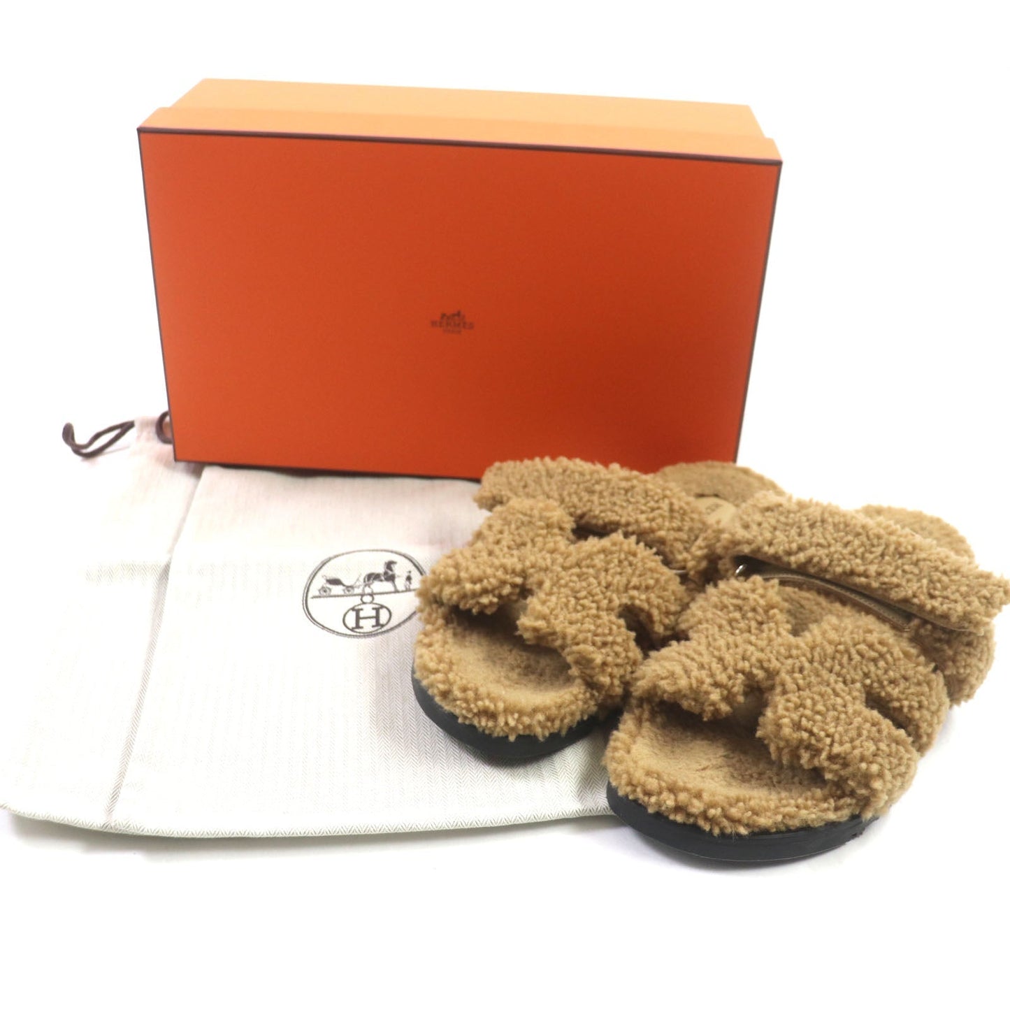 HERMES Sandals Mouton Brown Shipre No description