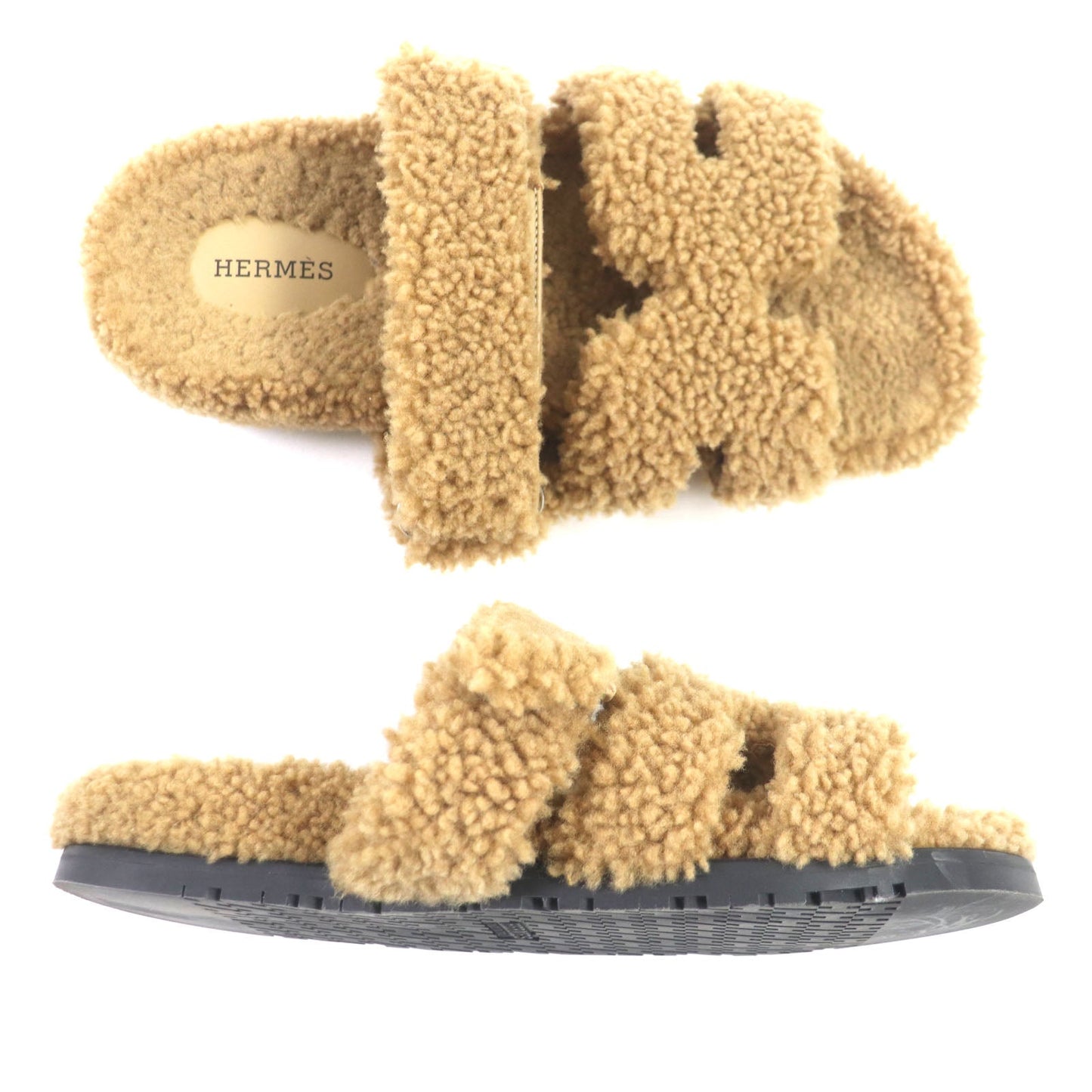 HERMES Sandals Mouton Brown Shipre No description