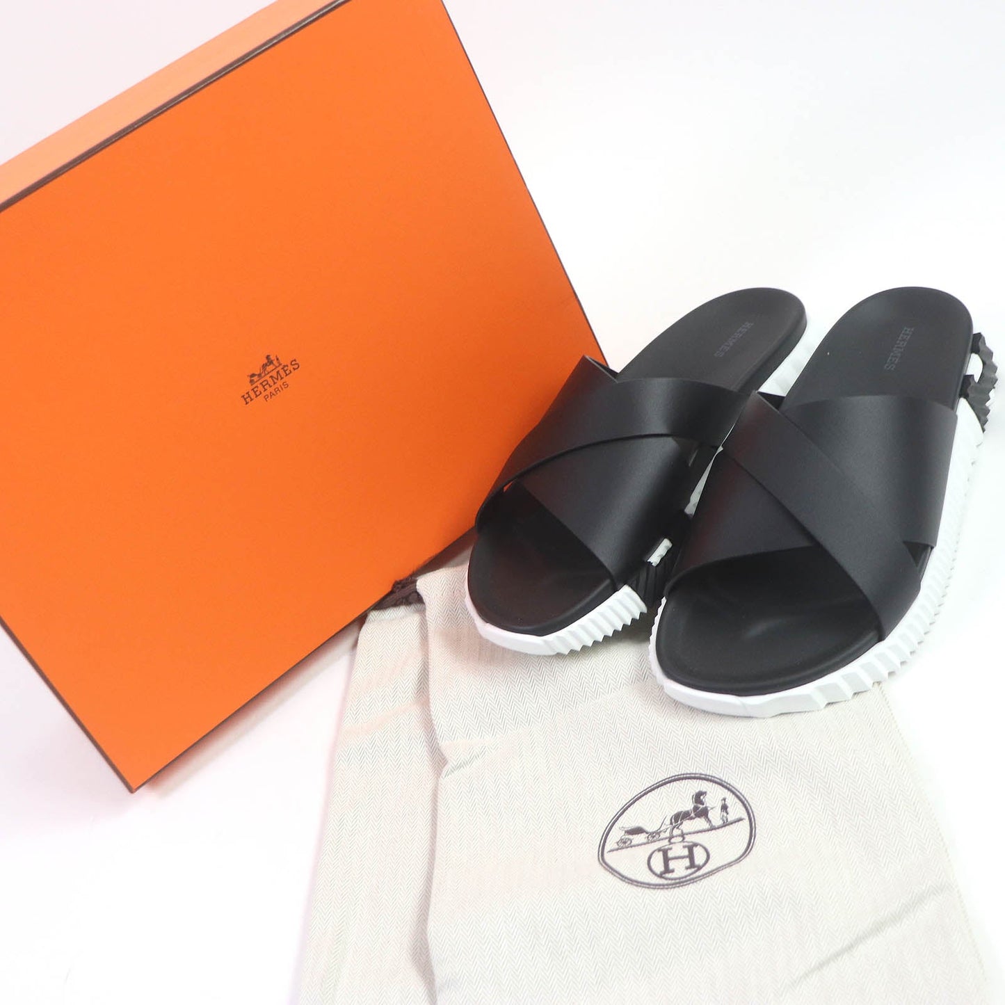 HERMES Sandals Nappa leather black infrastructure 43