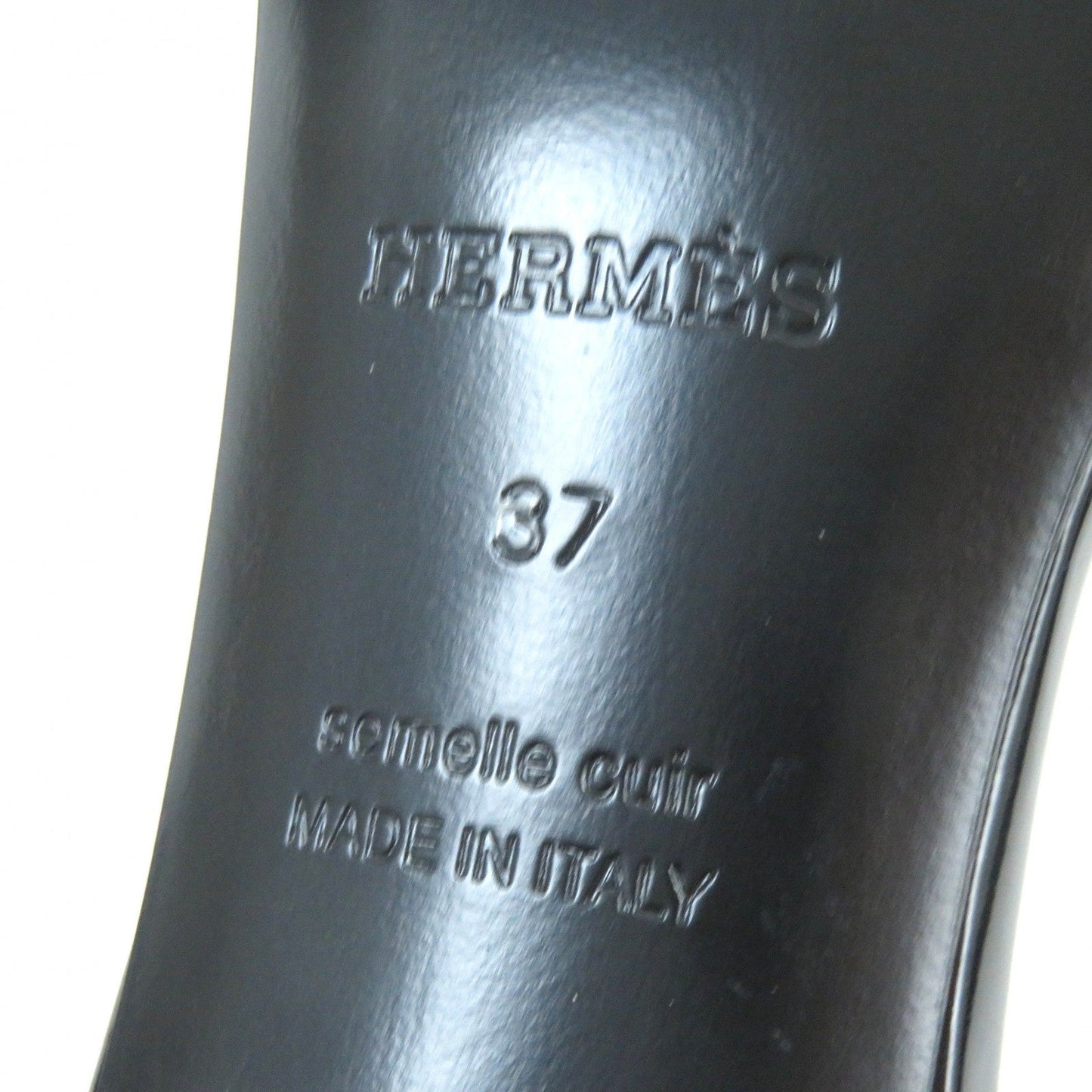 HERMES Sandals 192126Z Patent leather black Very 37