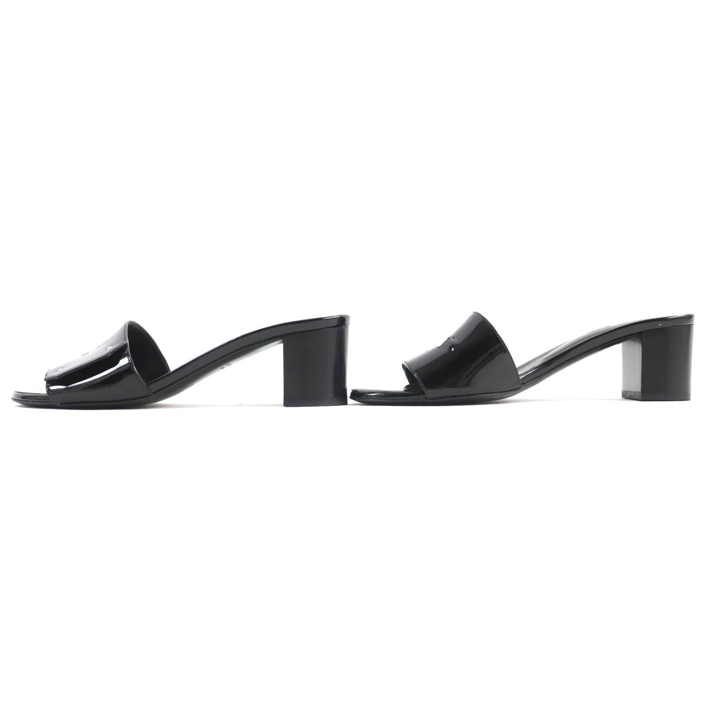 HERMES Sandals 192126Z Patent leather black Very 37