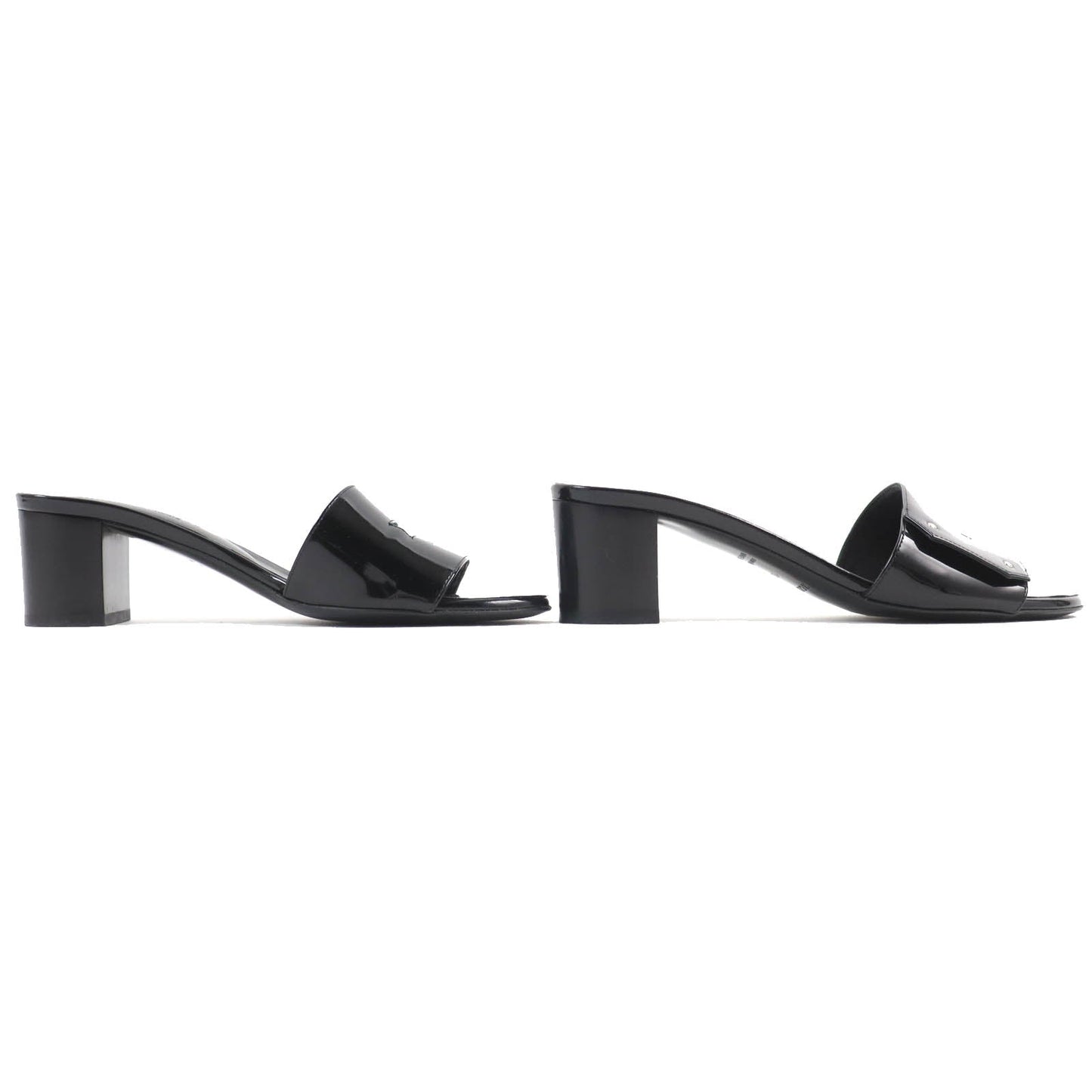 HERMES Sandals 192126Z Patent leather black Very 37