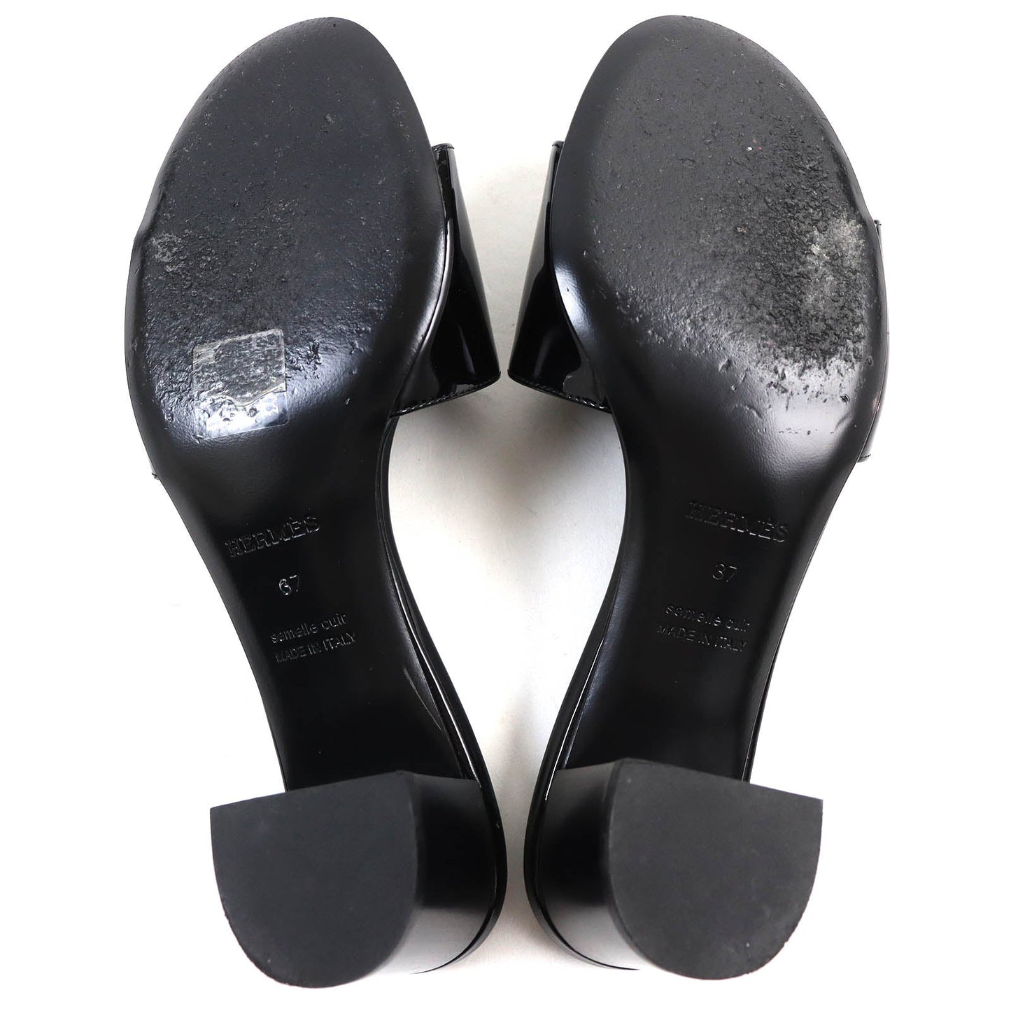 HERMES Sandals 192126Z Patent leather black Very 37