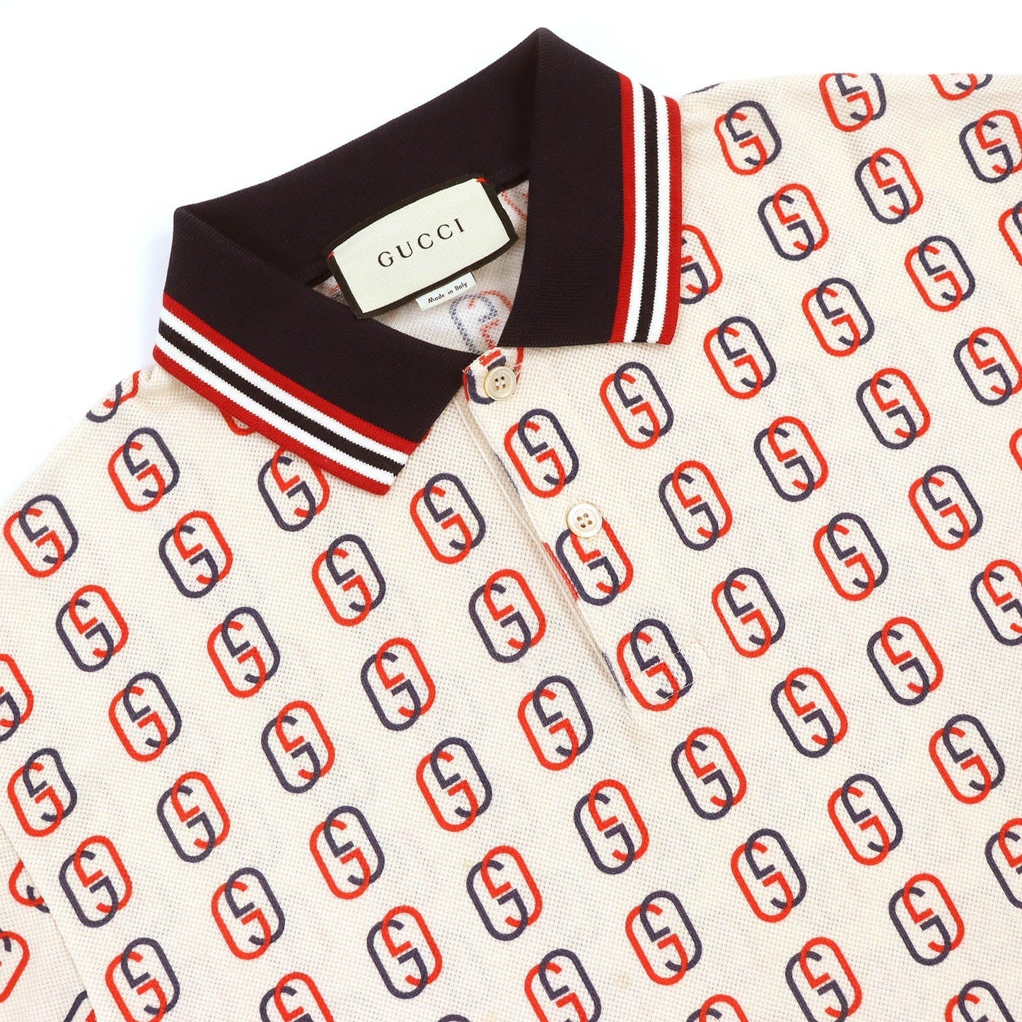 GUCCI Short sleeve polo shirt 575221 cotton Beige navy red L