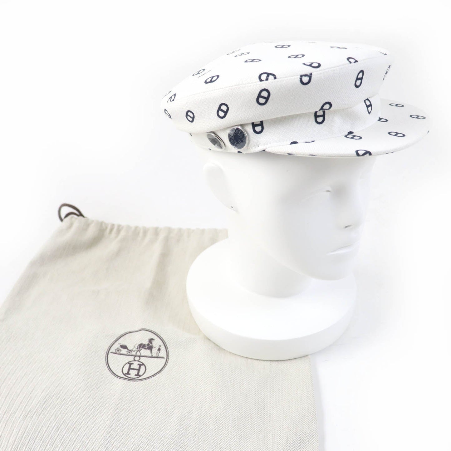 HERMES Casquette cotton white Vauban