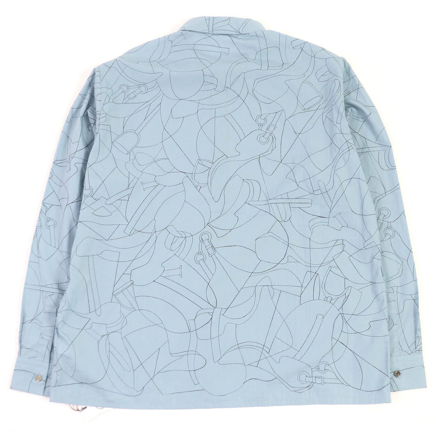 HERMES Long sleeve shirt cotton Ciel Couvel Selles en Fragments Finesse 44