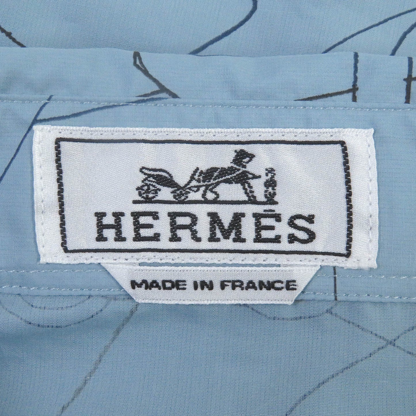HERMES Long sleeve shirt cotton Ciel Couvel Selles en Fragments Finesse 44
