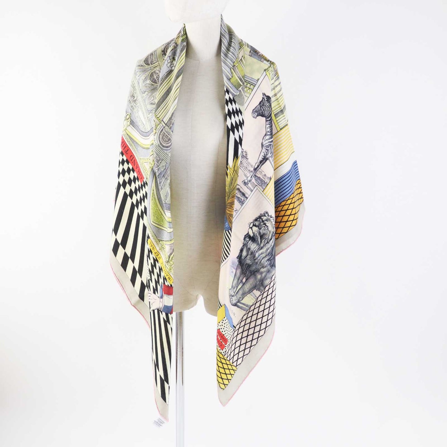 HERMES scarf 243761S cashmere Multi Caléjean 140 Grand Theatre Nouveau