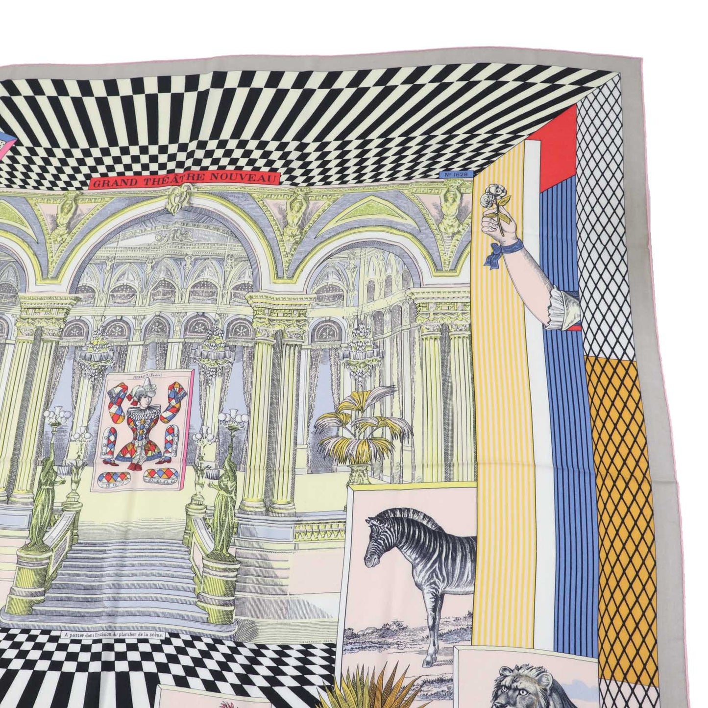 HERMES scarf 243761S cashmere Multi Caléjean 140 Grand Theatre Nouveau