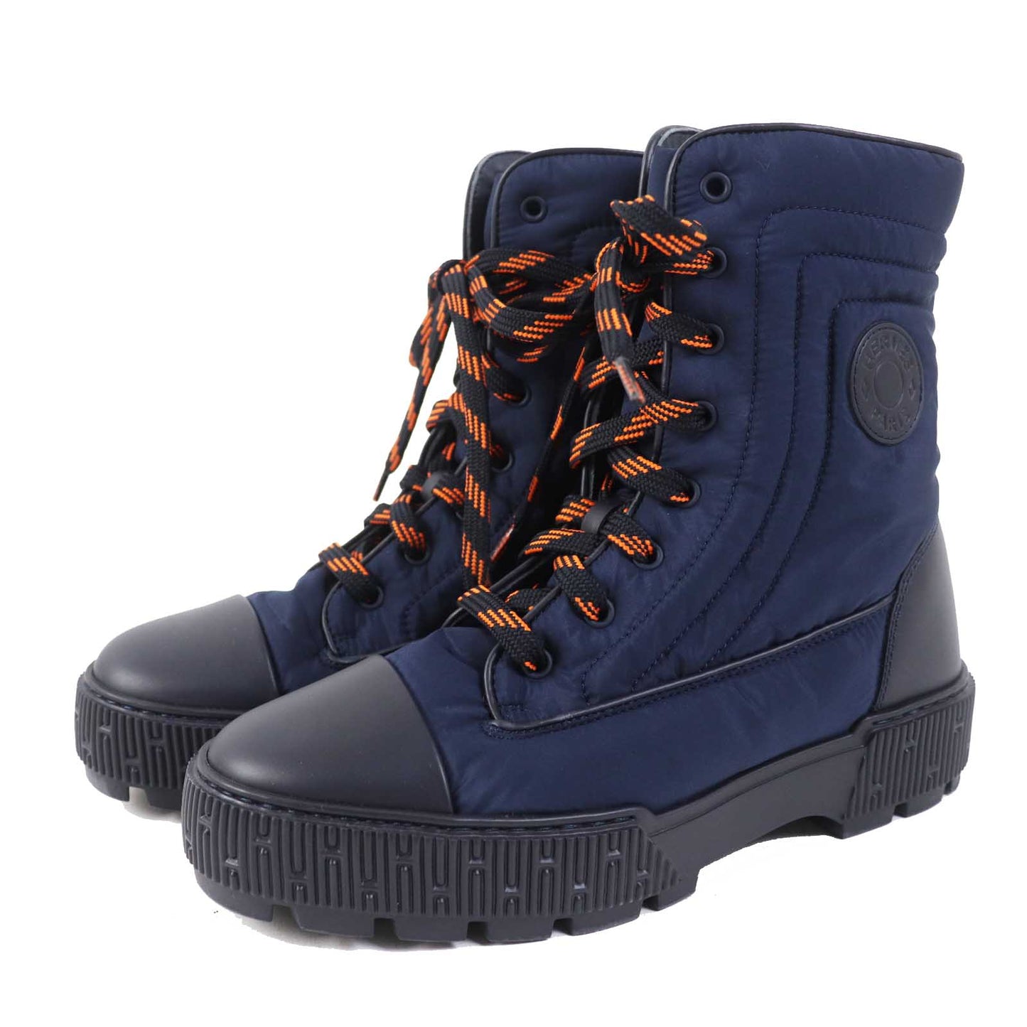 HERMES short boots Leather Parachute Fabric Marin fresh 39