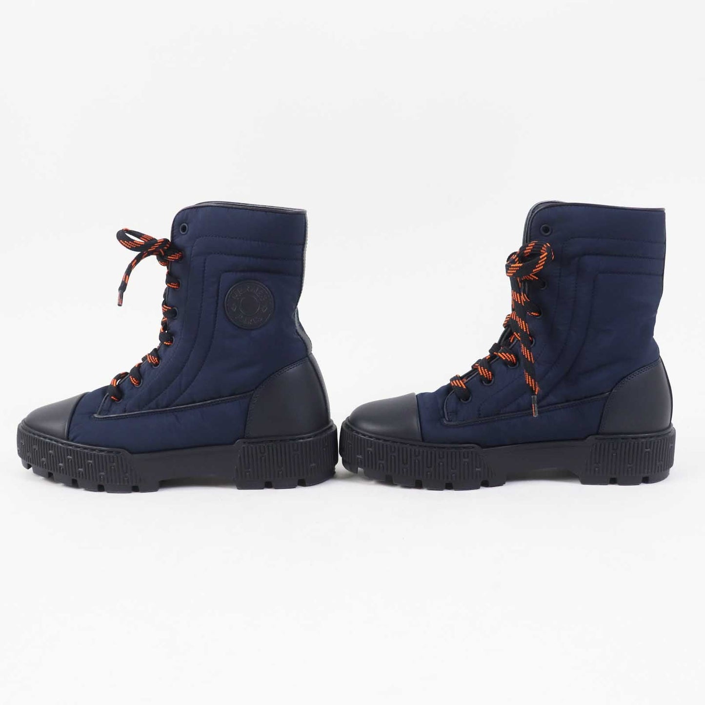 HERMES short boots Leather Parachute Fabric Marin fresh 39