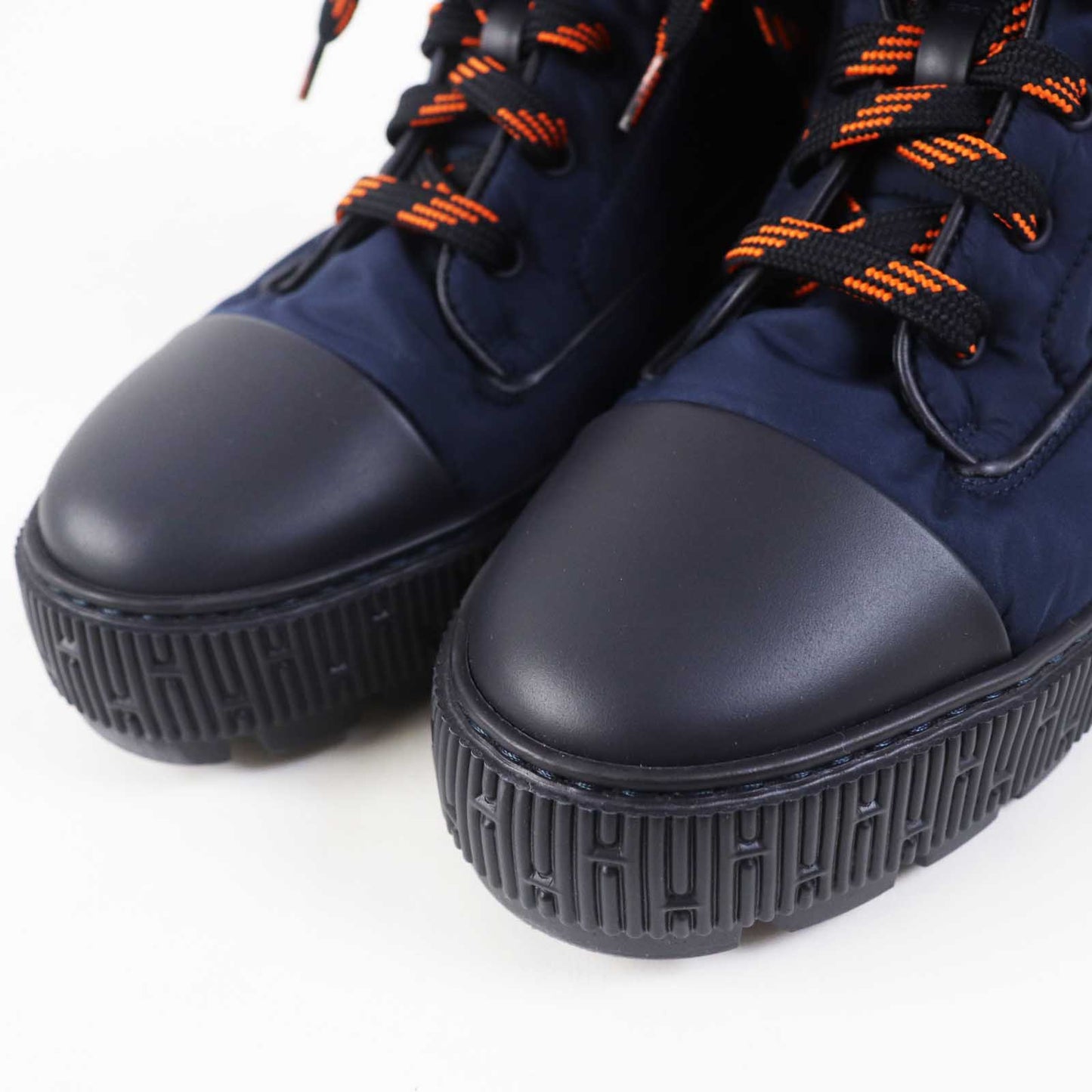 HERMES short boots Leather Parachute Fabric Marin fresh 39